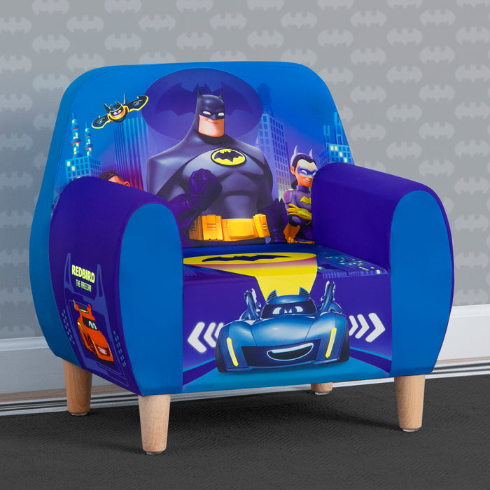 Children's chair with Batman and car design on a gray background 2-Batman Batwheels Foam Chair