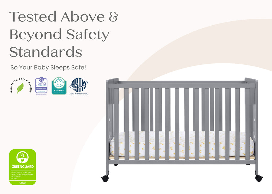 Grey (026) 24-Aria Full Size Portable Folding Crib