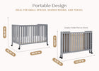 Grey (026) 22-Aria Full Size Portable Folding Crib