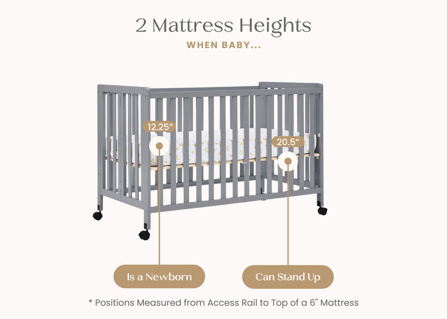 Grey (026) 21-Aria Full Size Portable Folding Crib