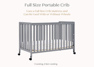 Grey (026) 3-Aria Full Size Portable Folding Crib
