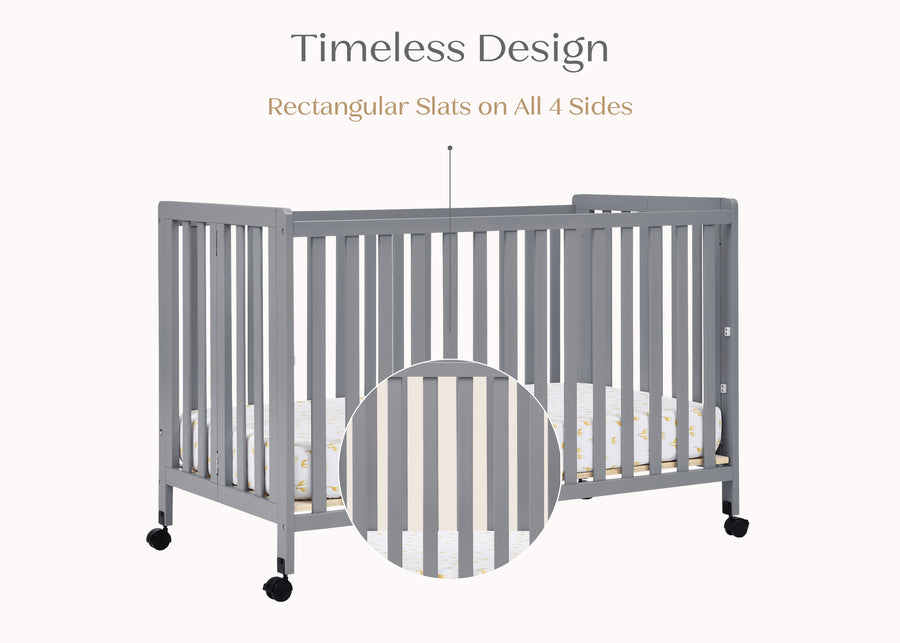 Grey (026) 23-Aria Full Size Portable Folding Crib