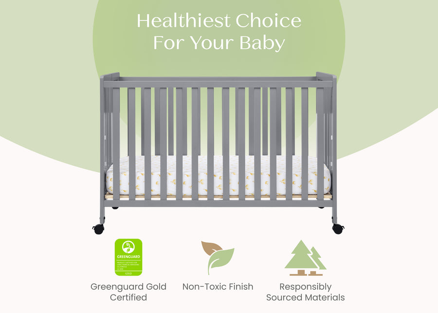Grey (026) 20-Aria Full Size Portable Folding Crib