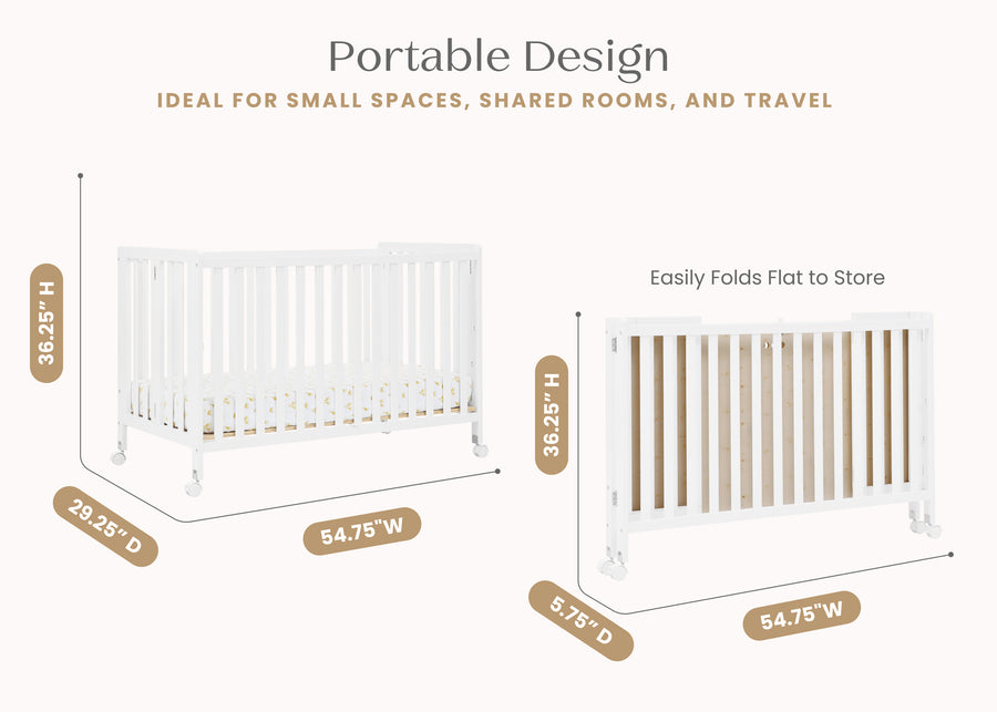 Bianca White (130) 6-Aria Full Size Portable Folding Crib