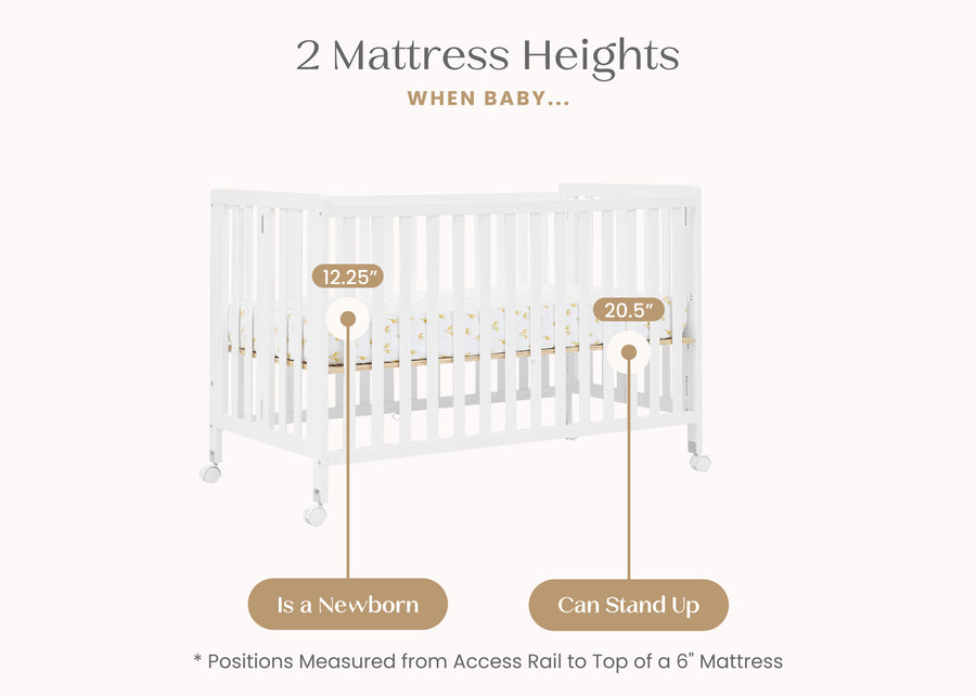 Bianca White (130) 5-Aria Full Size Portable Folding Crib