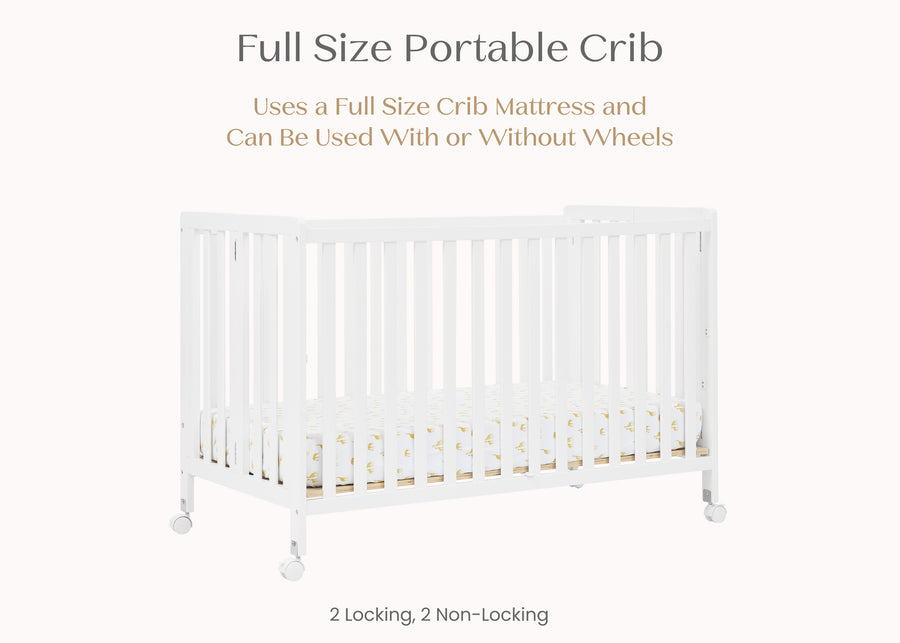Bianca White (130) 3-Aria Full Size Portable Folding Crib