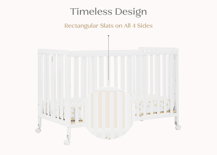 Bianca White (130) 7-Aria Full Size Portable Folding Crib