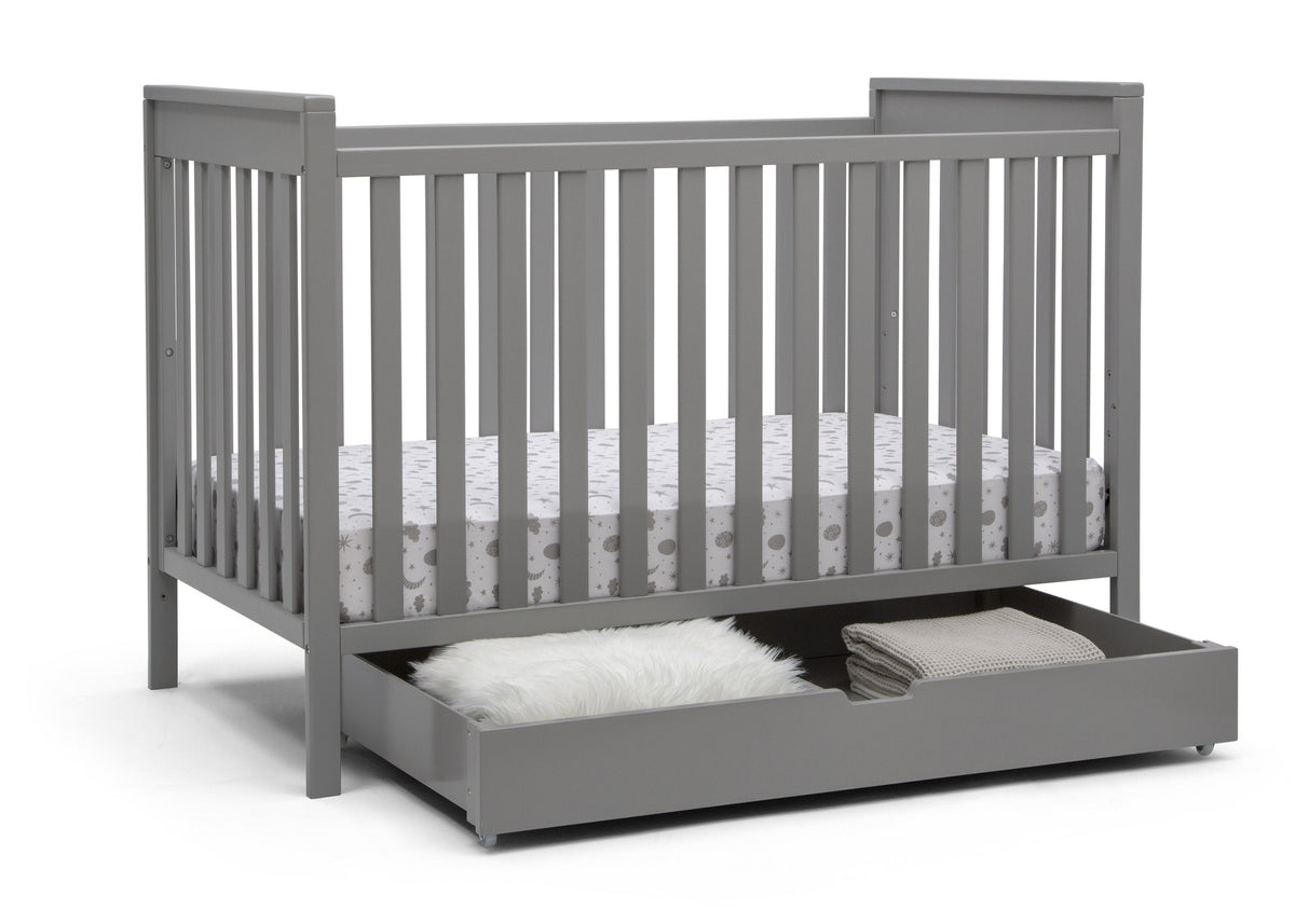 Delta Children Grey (026) Under Crib Roll-Out Storage, Right Crib Silo View