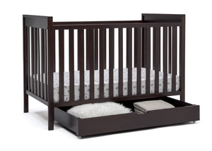 Delta Children Dark Chocolate (207) Under Crib Roll-Out Storage, Right Crib Silo View 2