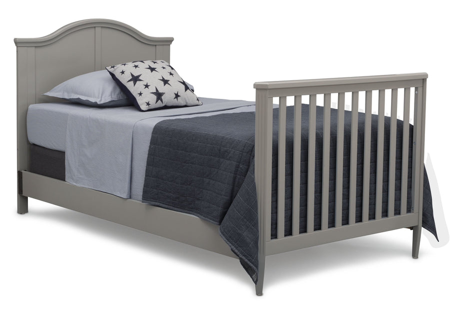 Grey (026) 11-Parker Mini Convertible Baby Crib with Mattress and 2 Sheets