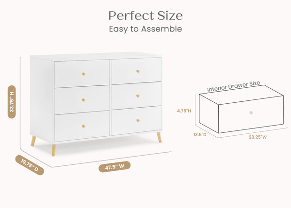 Delta Children Essex 6 Drawer Dresser, Bianca White/Natural Delta Children Essex 6 Drawer Dresser, Bianca White/Natural