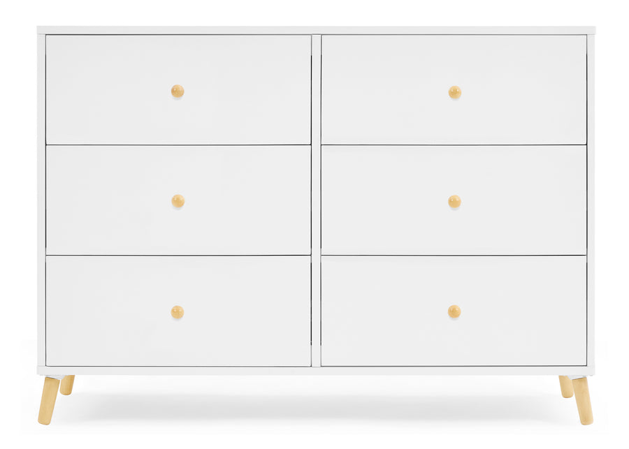 Bianca White with Natural (123) 3-Essex 6 Drawer Dresser with Interlocking Drawers