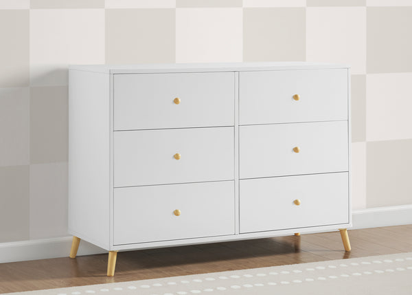 Delta Children Essex 6 Drawer Dresser, Bianca White/Natural Delta Children Essex 6 Drawer Dresser, Bianca White/Natural