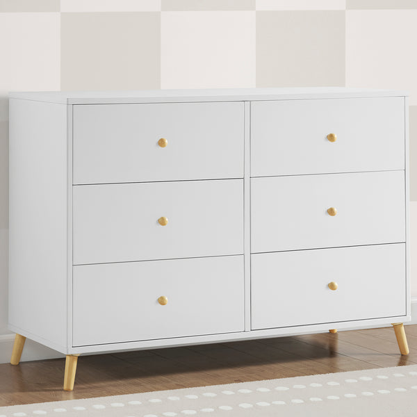 Delta Children Essex 6 Drawer Dresser, Bianca White/Natural Delta Children Essex 6 Drawer Dresser, Bianca White/Natural