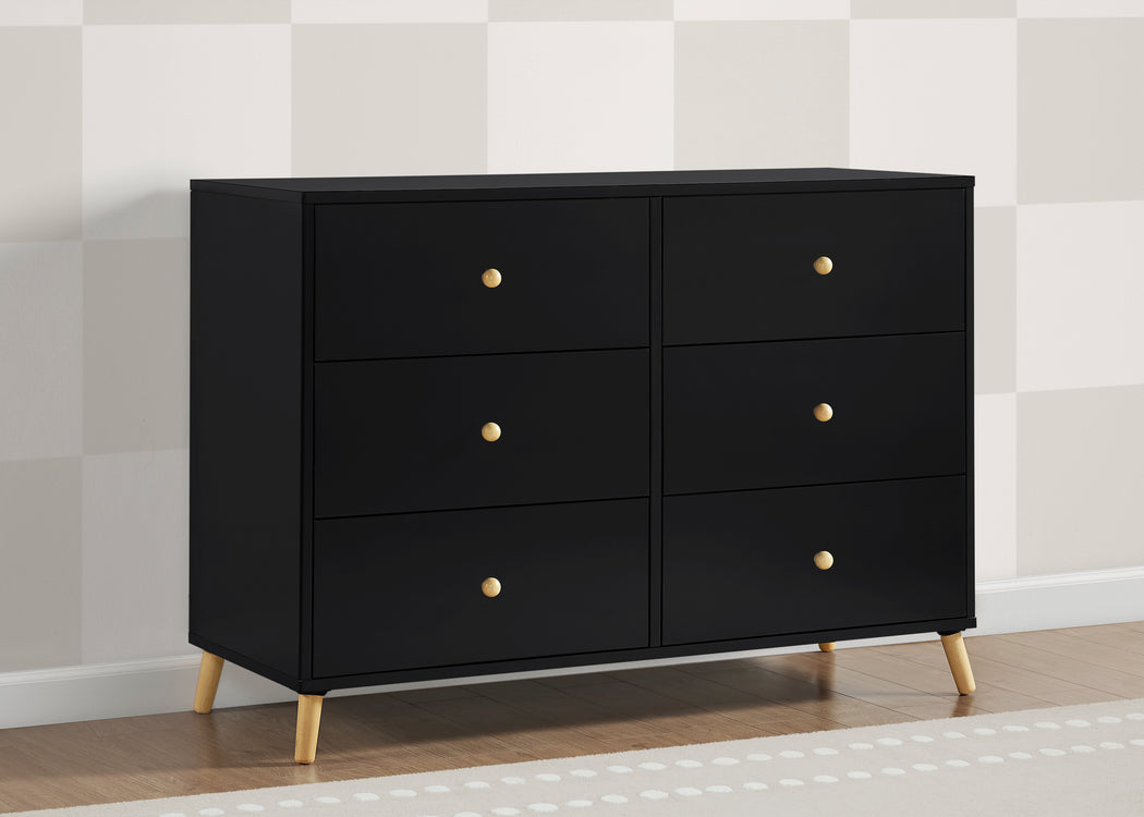 Essex 6 Drawer Dresser with Interlocking DrawersEbony with Natural (1482)