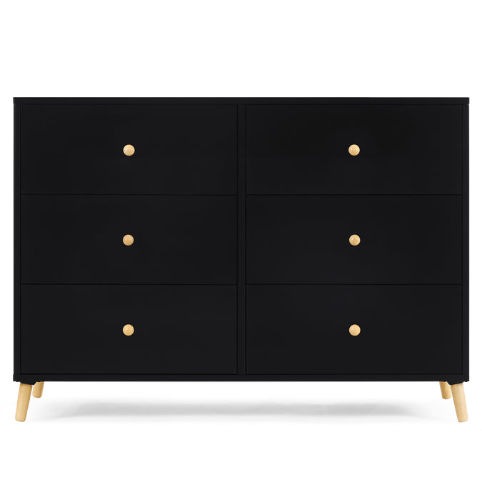 DCB: Ebony with Natural (1482) 16-Essex 6 Drawer Dresser with Interlocking Drawers