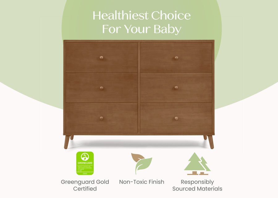 Chestnut (836) 36-Essex 6 Drawer Dresser with Interlocking Drawers