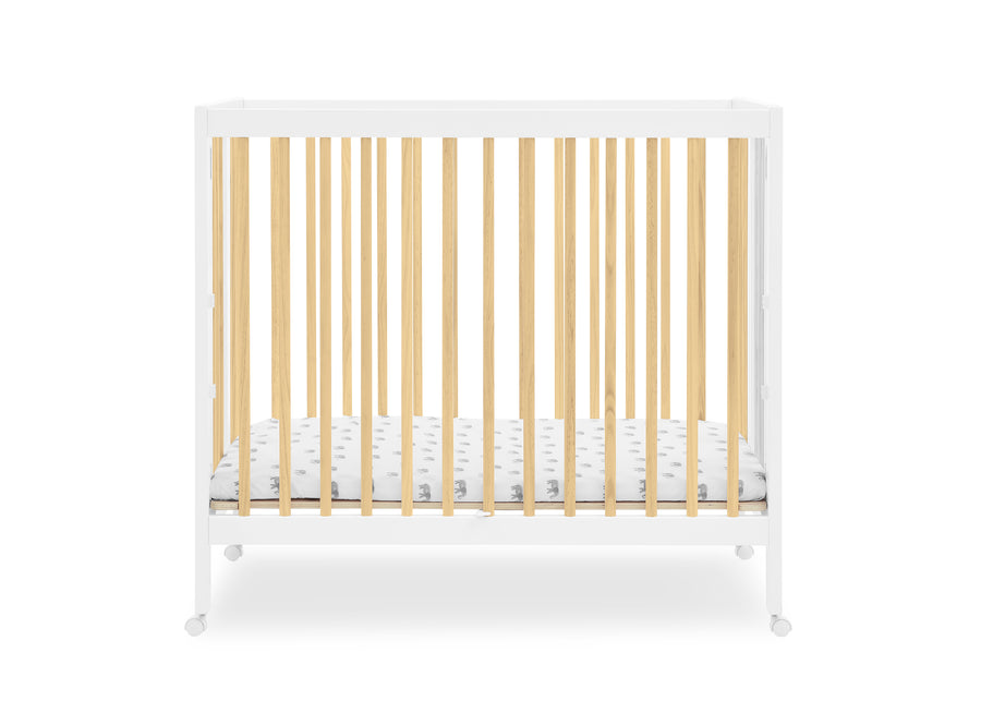 Bianca White with Natural (123) 9-Mia Portable Folding Mini Crib with 1.5-Inch Mattress