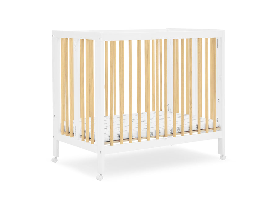 Bianca White with Natural (123) 11-Mia Portable Folding Mini Crib with 1.5-Inch Mattress