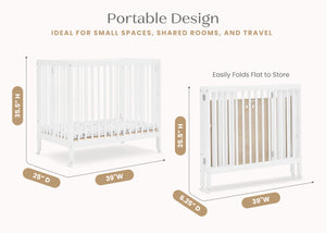 Bianca White (130) 19-Mia Portable Folding Mini Crib with 1.5-Inch Mattress