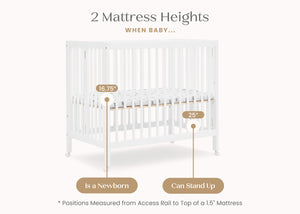 Bianca White (130) 21-Mia Portable Folding Mini Crib with 1.5-Inch Mattress