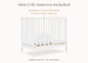 Bianca White (130) 22-Mia Portable Folding Mini Crib with 1.5-Inch Mattress