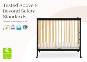 Ebony with Natural (1482) 9-Mia Portable Folding Mini Crib with 1.5-Inch Mattress