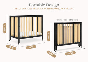 Ebony with Natural (1482) 4-Mia Portable Folding Mini Crib with 1.5-Inch Mattress