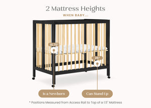 Ebony with Natural (1482) 6-Mia Portable Folding Mini Crib with 1.5-Inch Mattress