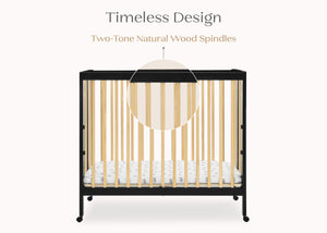 Ebony with Natural (1482) 8-Mia Portable Folding Mini Crib with 1.5-Inch Mattress