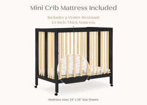 Ebony with Natural (1482) 7-Mia Portable Folding Mini Crib with 1.5-Inch Mattress