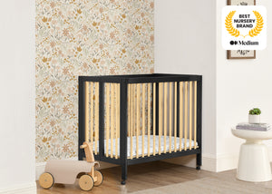 Ebony with Natural (1482) 3-Mia Portable Folding Mini Crib with 1.5-Inch Mattress