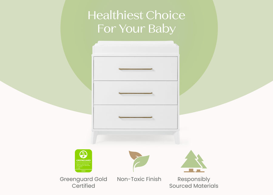 Bianca White (130) 4-Spencer 3 Drawer Dresser with Changing Top and Interlocking Drawers