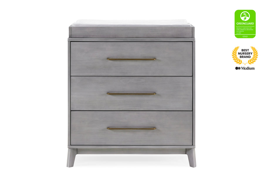 Steel Grey (1446) 8-Spencer 3 Drawer Dresser with Changing Top and Interlocking Drawers