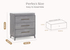 Steel Grey (1446) 19-Spencer 3 Drawer Dresser with Changing Top and Interlocking Drawers
