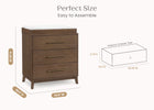 Teak Brown (1526) 32-Spencer 3 Drawer Dresser with Changing Top and Interlocking Drawers