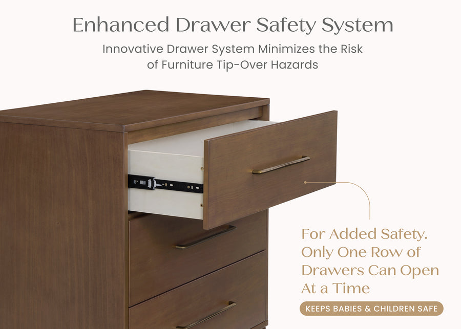 Teak Brown (1526) 33-Spencer 3 Drawer Dresser with Changing Top and Interlocking Drawers