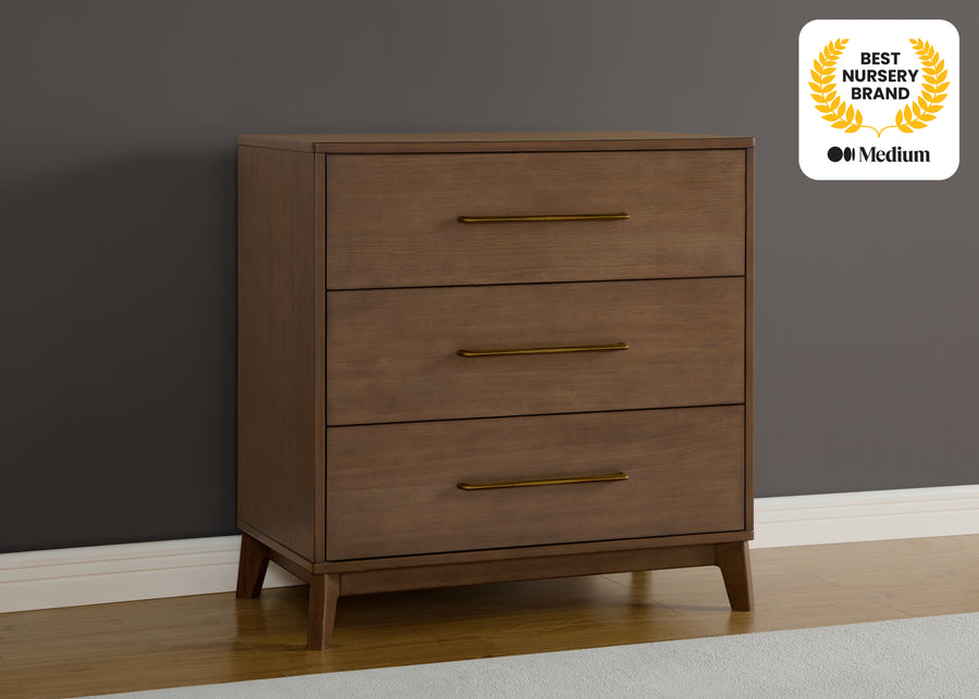 Teak Brown (1526) 29-Spencer 3 Drawer Dresser with Changing Top and Interlocking Drawers
