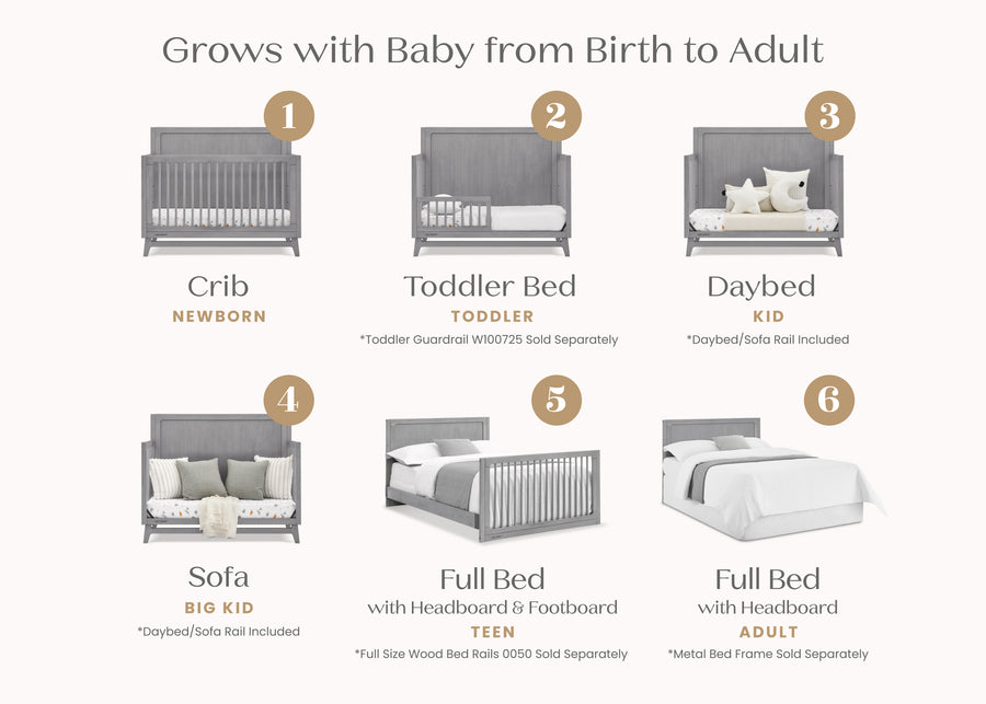 Steel Grey (1446) 25-Spencer 6-in-1 Convertible Crib