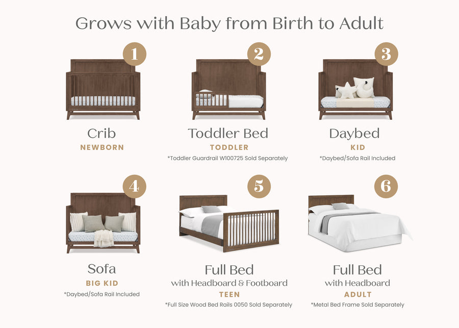 Teak Brown (1526) 46-Spencer 6-in-1 Convertible Crib