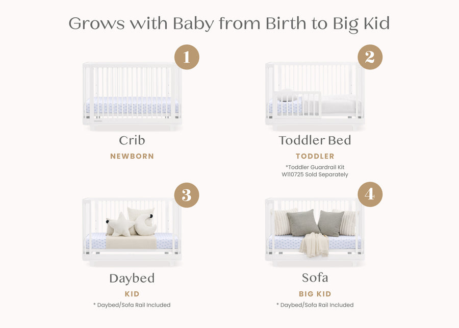 Bianca White (130) 20-Nest 4-in-1 Convertible Crib