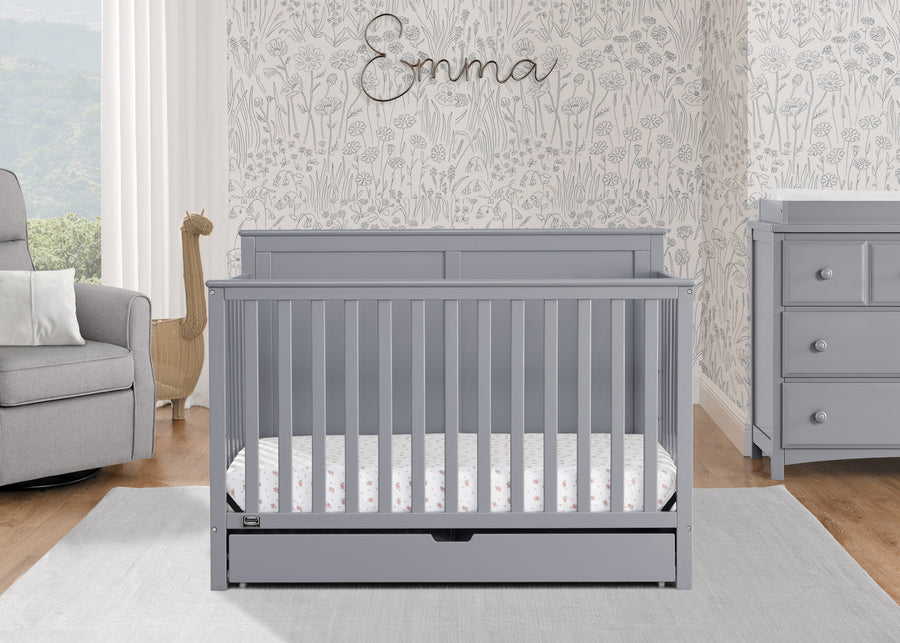 Grey (026) 1-Logan 6-in-1 Convertible Crib with Underdrawer