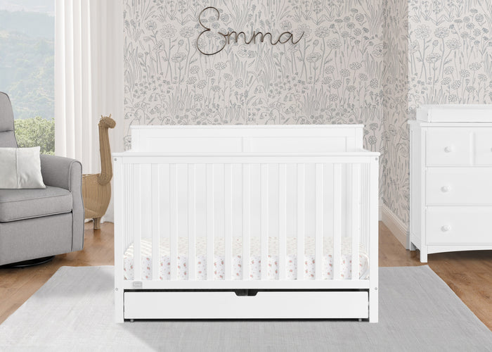 Logan 6-in-1 Convertible Crib with UnderdrawerBianca White (130)