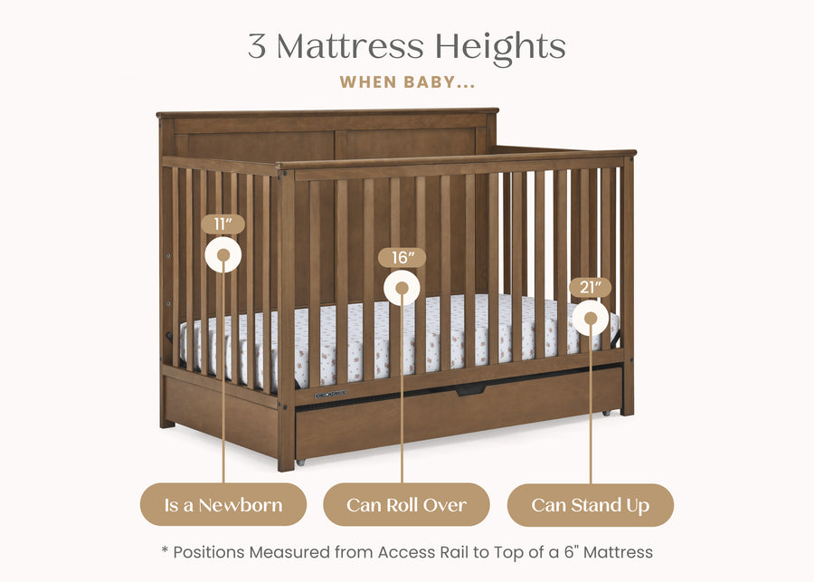 Chestnut (836) 46-Logan 6-in-1 Convertible Crib with Underdrawer