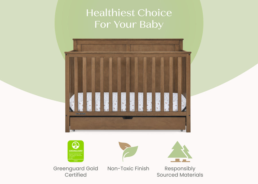 Chestnut (836) 45-Logan 6-in-1 Convertible Crib with Underdrawer