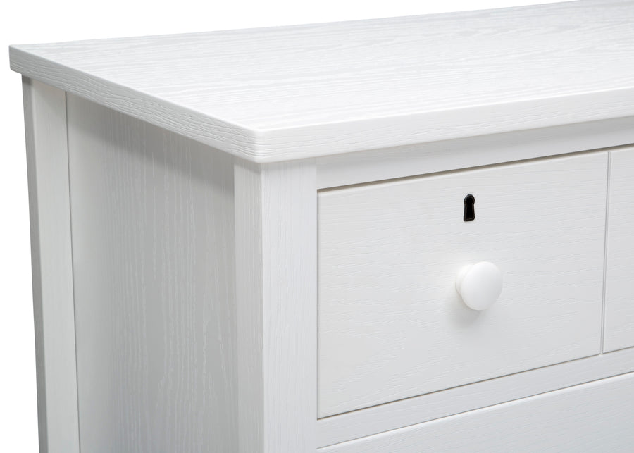 Textured White (1349) 15-Farmhouse 3 Drawer Dresser with Changing Top and Interlocking Drawers