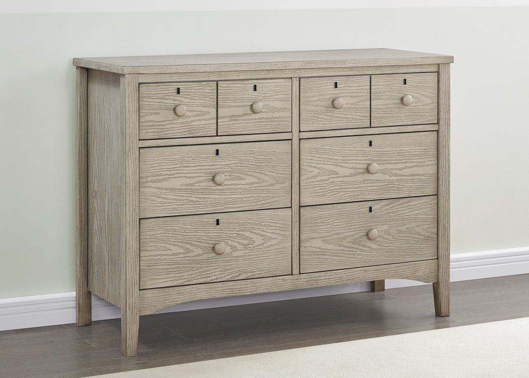 Farmhouse 6 Drawer Dresser with Interlocking DrawersTextured Limestone (1340)
