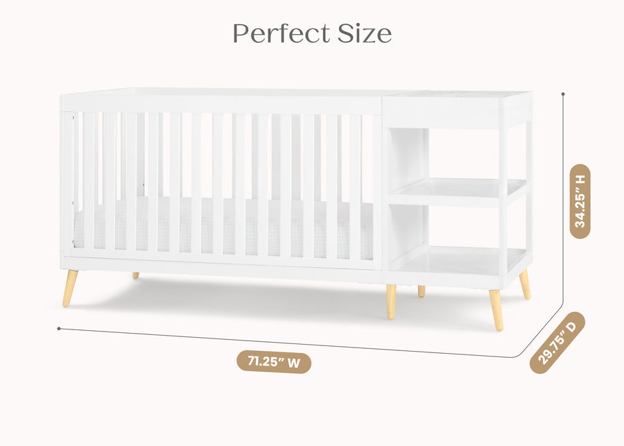 Bianca White with Natural (123) 7-Essex 4-in-1 Convertible Crib and Changer