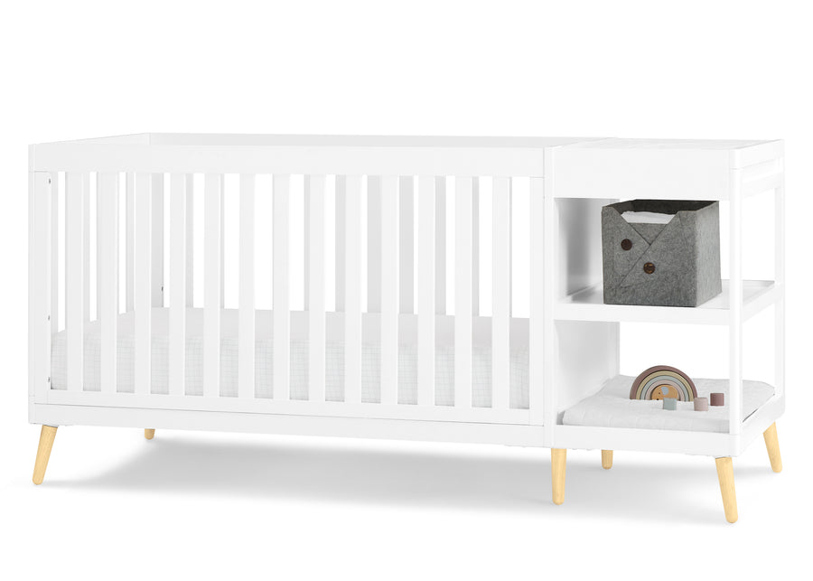 Bianca White with Natural (123) 9-Essex 4-in-1 Convertible Crib and Changer
