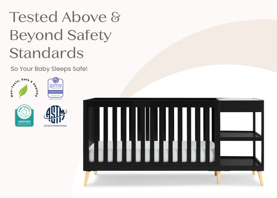 Ebony with Natural (1482) 21-Essex 4-in-1 Convertible Crib and Changer